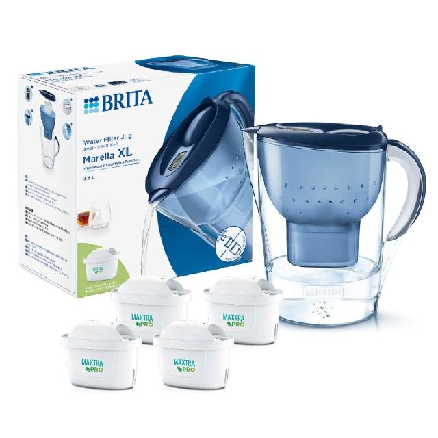 【BRITA】Marella 3.5L馬利拉濾水壺+MXPRO全效型濾芯3入組 公司貨 藍色/白色(共1壺4芯 公司貨非平輸)