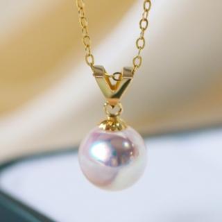 【La Corser】V型設計 8-8.5mm 日本 Akoya 海水珍珠 18K金 吊墜 天女級 正圓珍珠 送女友