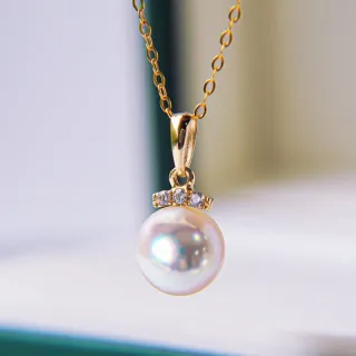 【La Corser】微笑設計 7.5-8mm 日本 Akoya 海水珍珠 吊墜 18K金項鍊 天女級光澤 正圓珍珠