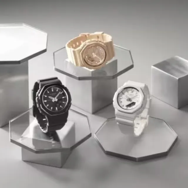 【CASIO 卡西歐】G-SHOCK 數碼指針系列 低調光澤金屬設計潮流腕錶 黑色 40.5mm(GMA-P2110-1A)