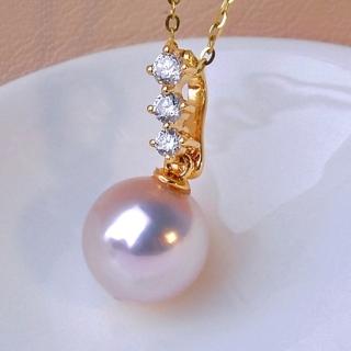 【La Corser】9-9.5mm 天然日本 Akoya 珍珠 吊墜 天女級 正圓珍珠 18K黃金 萬能扣設計 氣質優雅