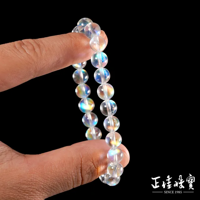 【正佳珠寶】馬島月光 蒐藏級玻璃體彩虹藍 7.8-8.3mm 馬島月光石手珠