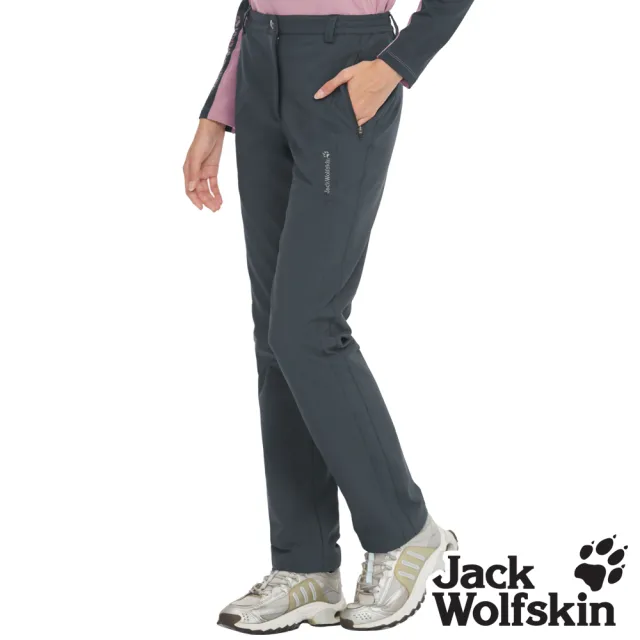 【Jack wolfskin 飛狼】女 內磨毛保暖休閒長褲 彈性登山褲(岩灰)