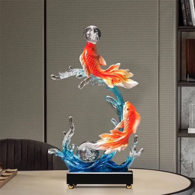 風生水起錦鯉魚擺件招財客廳玄關擺設桌上擺飾輕奢酒櫃裝飾品開運喬遷