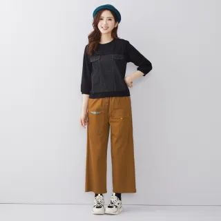 【betty’s 貝蒂思】格紋內裡拼接休閒長褲(咖啡)