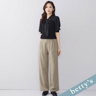 【betty’s 貝蒂思】出清品 腰頭壓褶西裝直筒寬褲(灰綠)