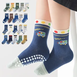 【橘魔法】（5雙一組）太空汽車隊防滑點膠中筒襪(男童 短襪 襪子 汽車 太空 宇宙 童襪 兒童 止滑襪)