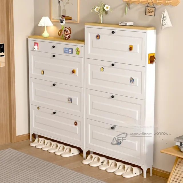 【匠藝家居】免安裝碳鋼超薄鞋櫃 四層70*12*128公分 一體式大容量(鞋櫃 鞋架 防塵鞋櫃 玄關鞋櫃 預購15天)