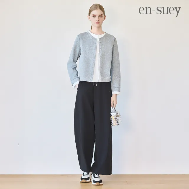 【en-suey 銀穗】網路限定 圓領假兩件太空棉襯衫上衣-女