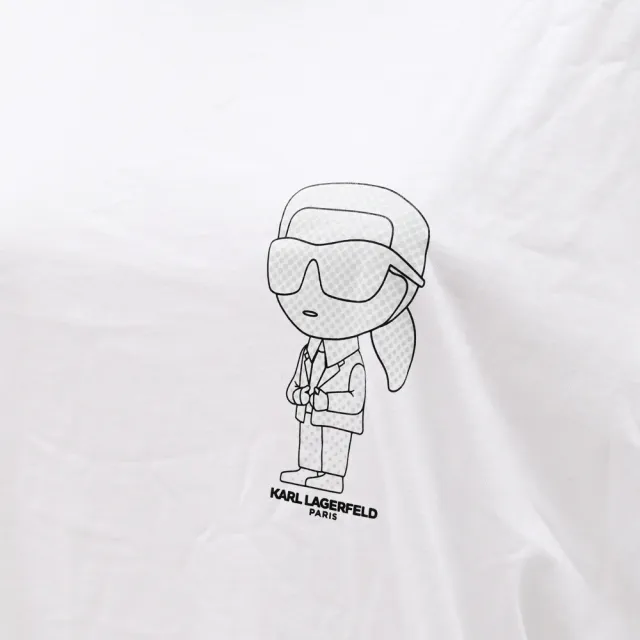 【KARL LAGERFELD 卡爾】老佛爺Q版網點小圖樣個性棉質短T恤(白)