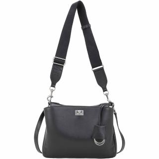 【Balenciaga 巴黎世家】Rodeo 小型 旋釦小牛皮雙背帶垂墜肩斜揹包-黑色(斜揹包 肩揹包)
