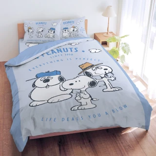 【戀家小舖】MIT卡通正版授權磨毛雙人被套-兄弟日誌-SNOOPY(182x 212cm)