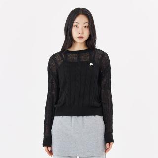 【Mark Gonzales】女裝 CLUV 短版薄針織衫-黑色
