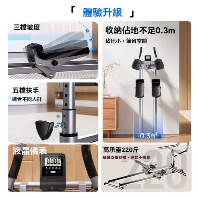 【凱勒】健身爬行機 運動攀爬機 訓練器材 運動健身(自動回彈 五檔高度 三擋坡度 計時計數 帶支架)