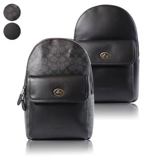 【COACH】男款 緹花LOGO/小牛皮前旋鈕置物拉鍊單肩背胸包(新款任選)