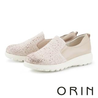 【ORIN】質感布面閃鑽厚底休閒鞋(裸色)