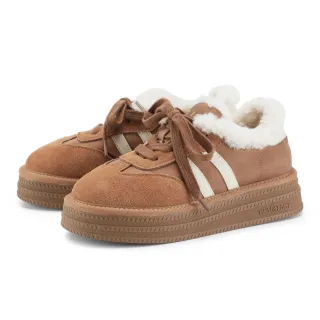 【ORIN】復古麂皮毛絨綁帶厚底休閒鞋(駝色)