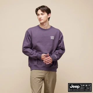 【JEEP】男裝 美式復古汽車刷毛長袖T恤(紫色)