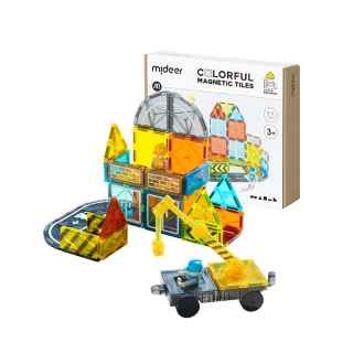 【mideer 彌鹿】多彩透光磁力片系列-小小建築師(7.5公分大尺寸兒童磁力積木益智玩具)