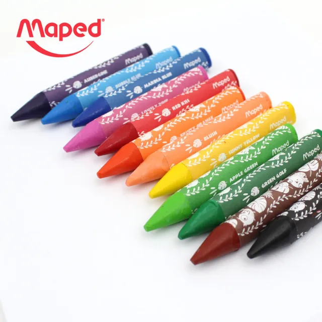 【法國Maped】輕鬆握幼兒蠟筆12色_叢林款(可洗蠟筆 小一 新生 文具 禮物 畢業)