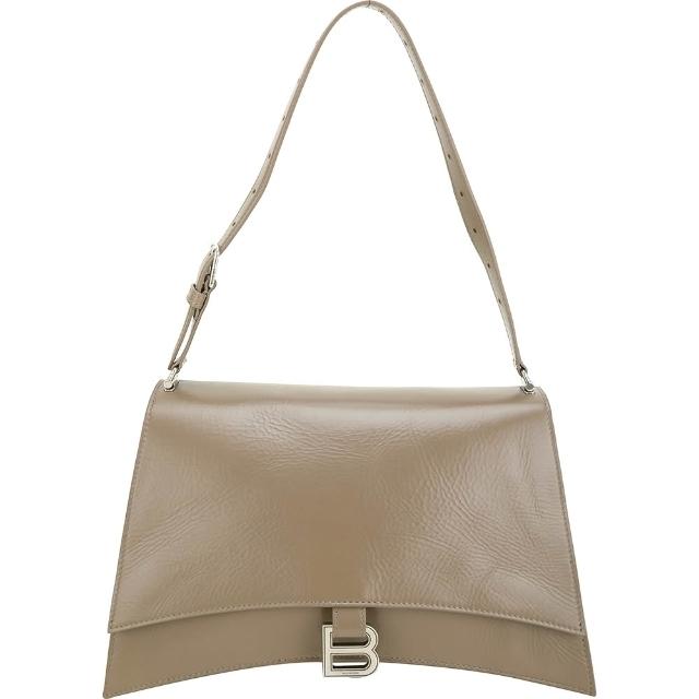 【Balenciaga 巴黎世家】Crush 中款 B字標誌鞣製小牛皮手提肩背沙漏包-可可色(肩背包 鍊帶包 翻蓋包)