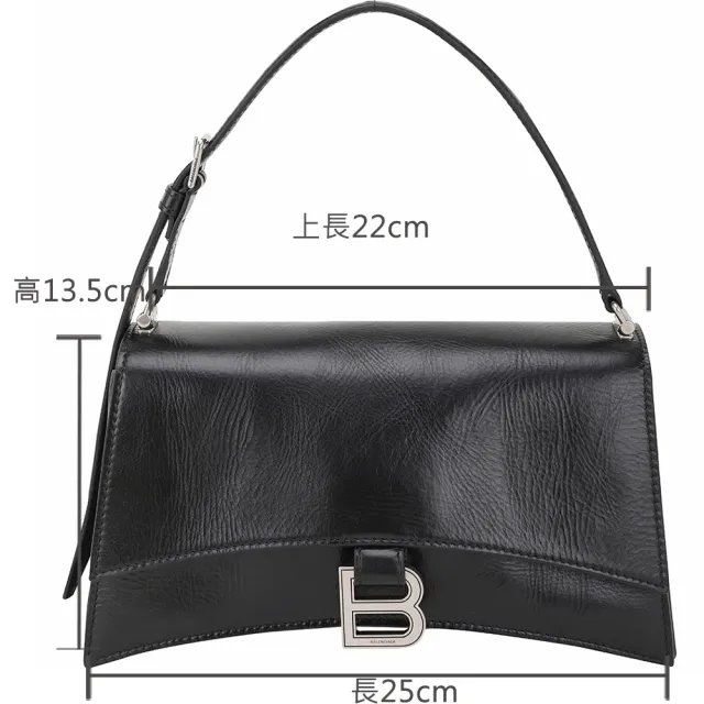 【Balenciaga 巴黎世家】Crush 小款 B字標誌鞣製小牛皮手提肩背沙漏包-黑色(肩背包 腋下包 手提包)