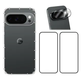 【RedMoon】Google Pixel10ProXL/Pixel10/10Pro/10a 5G手機殼貼4件組 空壓殼-9H玻璃保貼2入+厚版鏡頭貼