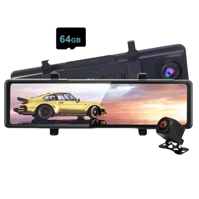 【勝利者】12吋2K+1K全觸控GPS測速後視鏡型行車記錄器(附贈64G)