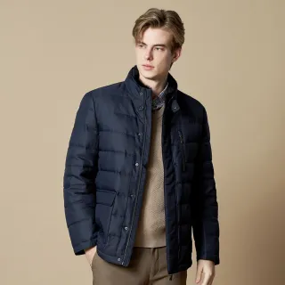 【pierre cardin 皮爾卡登】網路獨家 男款 90%高含絨毛領羽絨外套-藍色(5215701-38)