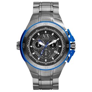 【A│X Armani Exchange】動感速度全球限量鈦合金腕錶-鋼帶-藍銀(AX7005)