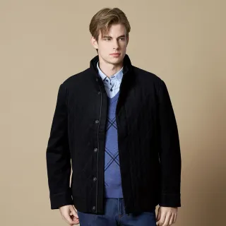 【pierre cardin 皮爾卡登】網路獨家 男款 禦寒舒適羊毛格紋保暖外套-黑色(5215705-99)