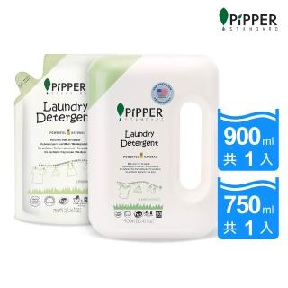 【PiPPER STANDARD 沛柏】鳳梨酵素洗衣精1+1件組 新客體驗組(900mlx1瓶+750x1包)