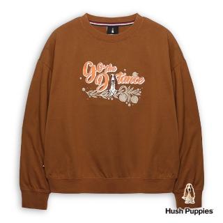 【Hush Puppies】女裝 T恤 造型英文刺繡狗長袖T恤(咖啡 / 54211109)