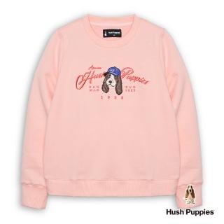 【Hush Puppies】女裝 上衣 簡約造型英文字棒球帽狗長袖上衣(淺粉紅 / 54210103)