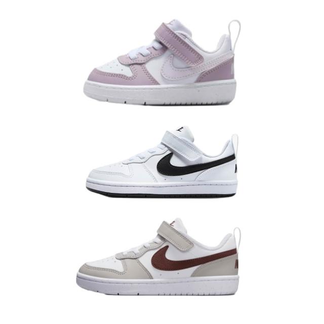 【NIKE 耐吉】童鞋 運動鞋 慢跑鞋 休閒鞋 涼鞋 COURT BOROUGH 中童 大童 黑白粉藍(BQ5451-100&)