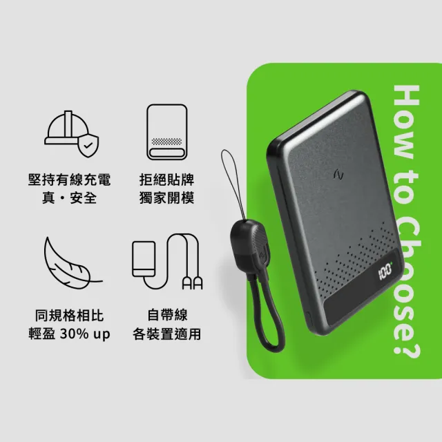 ALLite 防爆充半固態電芯磁吸鐵行動電源5000mAh1入/霧面黑盒(原廠保固鋁合金防摔碎刮外殼附掛繩)