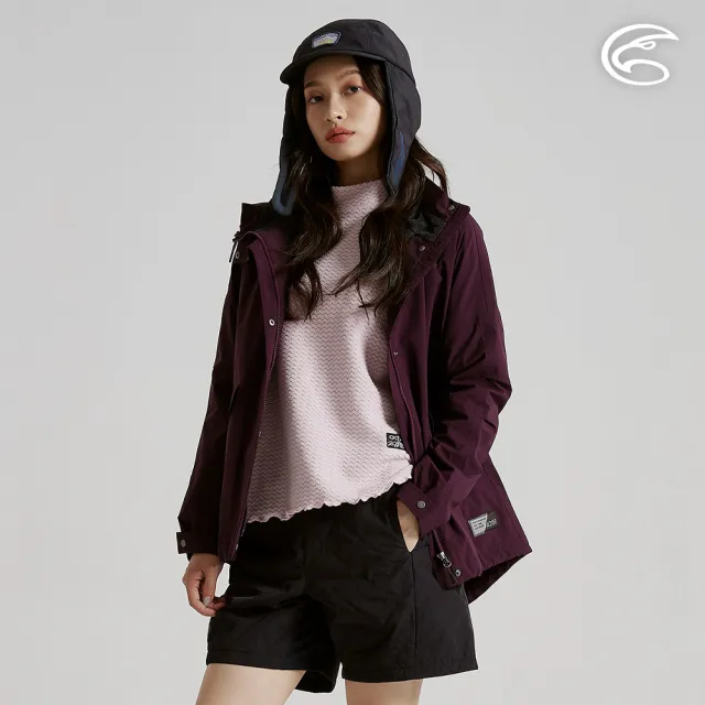 【ADISI】女防水防風透氣超撥保暖連帽外套AJ2521044 深紫(內裡毛網 防水透濕 防潑水 保暖外套)