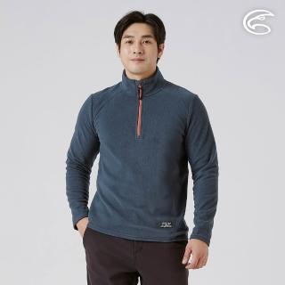【ADISI】男Super Soft抗起球半門襟保暖衣 AL2521078 深藍(雙面刷毛 抗靜電 快乾 吸濕排汗)