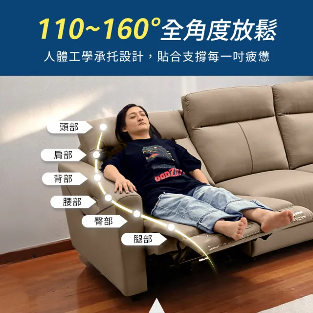 【A FACTORY 傢俱工場】杜老爺 零靠牆240CM 貓抓皮雙電動沙發/沙發躺椅(附USB孔)