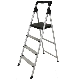 【百鈴】鋁製輕便大踏板四階梯(工作梯/工具梯/維修/承重梯/階梯/爬梯/凳子/高階梯/踏板)