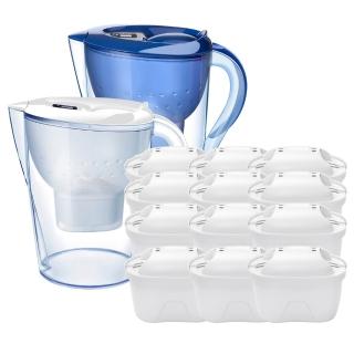 【CATIS】四重精濾濾水壺3.5L+濾芯12入（共13濾芯 適用於Brita）
