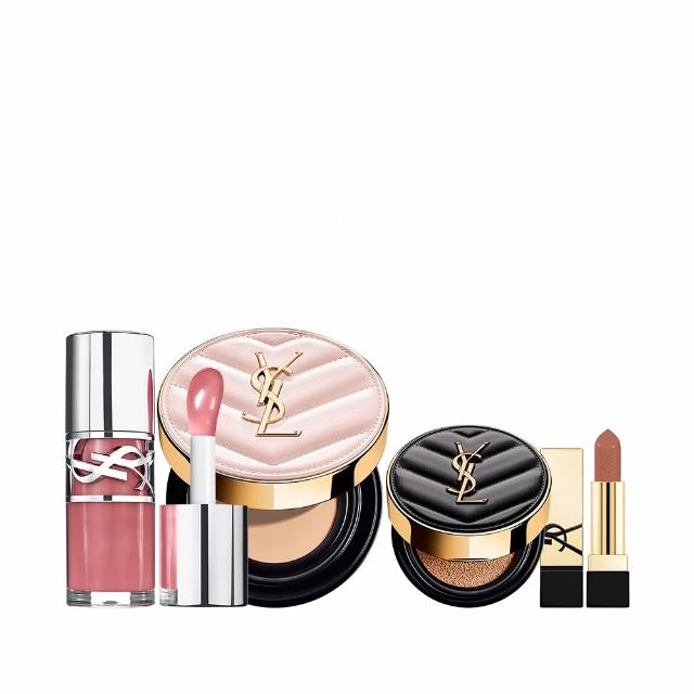 【YSL】官方直營 超模光感嫩唇彩妝組(超模光感精華水氣墊+情挑誘光嫩唇凍)