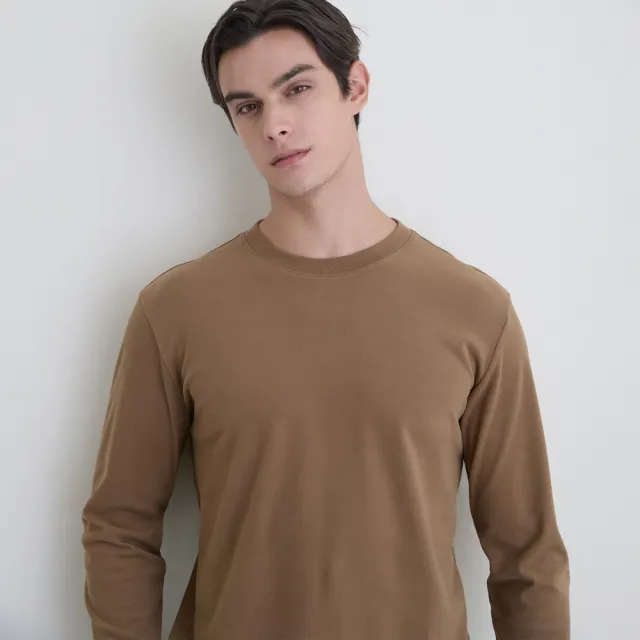 【GIORDANO 佐丹奴】男裝雙面磨毛長袖上衣 New Preppy系列(54 地球綠)
