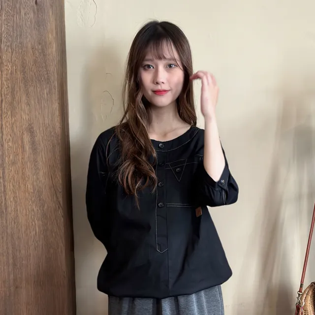 【Hana Mokuba】花木馬日系女裝圓領縫線造型設計上衣(造型上衣)
