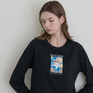 【GIORDANO 佐丹奴】女裝名畫印花長袖上衣(多色任選)