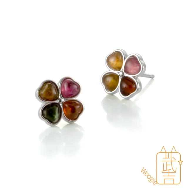 【Woogie武吉珠寶】彩碧璽耳環(幸運草10x10mm)