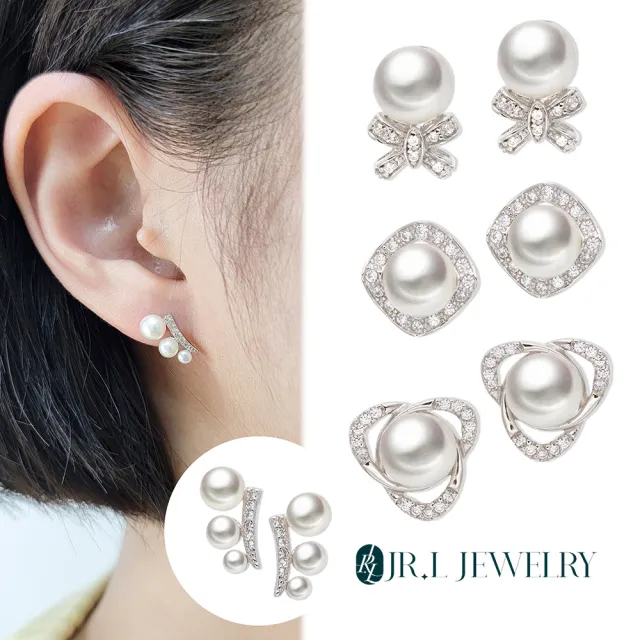 【JR.L金瑞利珠寶】年終慶 天然珍珠 2.5-8MM 純銀925珍珠耳環(貼耳式系列C)