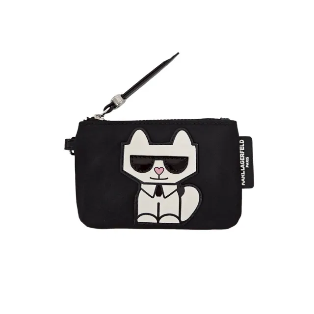 【KARL LAGERFELD 卡爾】KARL LAGERFELD  卡爾 可愛貓咪組合 尼龍手機袋 零錢袋