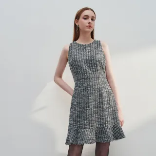 【G2000】時尚花呢圓領洋裝-黑色(4623139699)