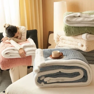 【BOMAN】買一送一 韓系立體緹花羊羔絨暖毯(150x200cm)